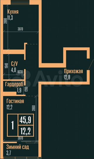 1-к. квартира, 45,9 м², 5/25 эт.