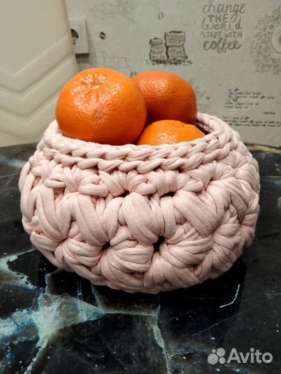 Корзинка из трикотажной пряжи
