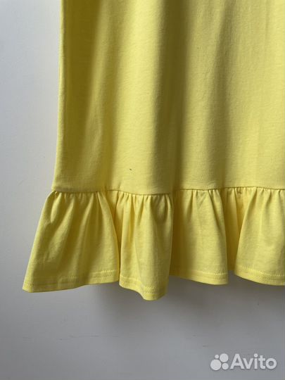 Платье футболка оверсайз новое желтое с воланом