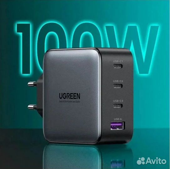 Зарядное устройство ugreen USB Type-C, 100 Вт, GaN