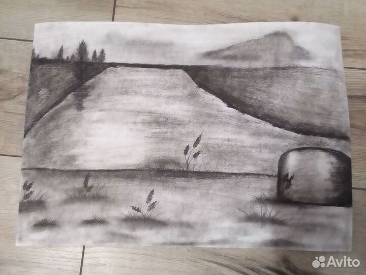 Рисунки на заказ пейзажи углем