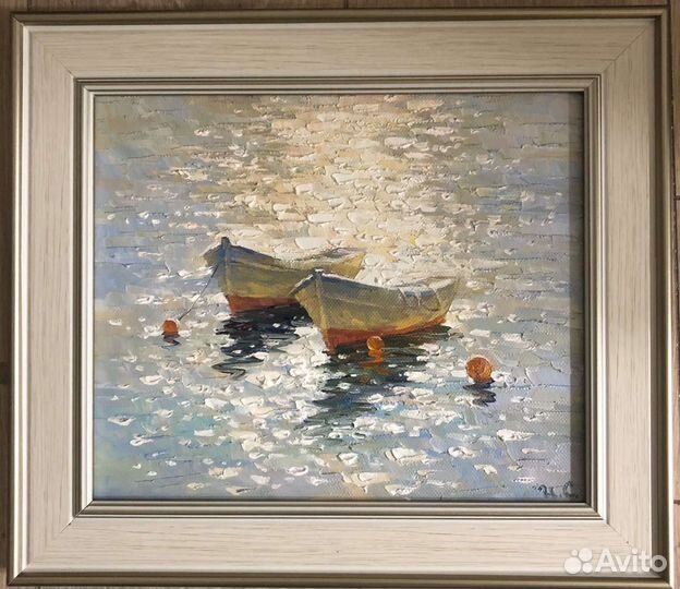 Картина маслом на холсте лодочки