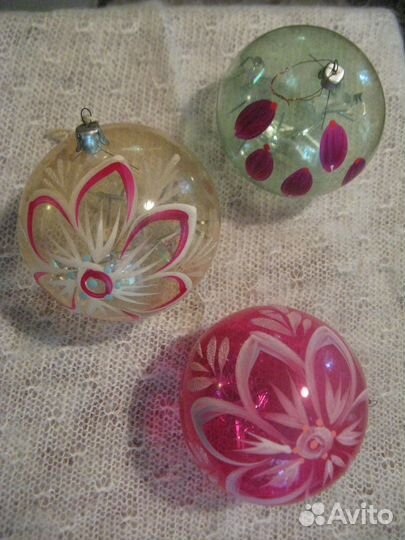 Ёлочные игрушки 3 больших шара СССР