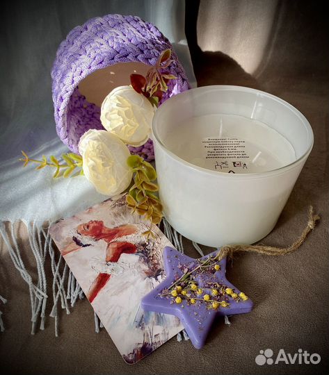 Интерьерная вязаная корзина/свеча в корзине