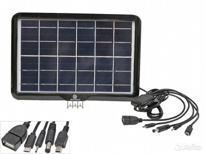 Зарядное устройство с солнечной панелью 6V 6W