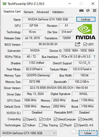 Видеокарта Palit GeForce GTX 1060 Dual 3Gb