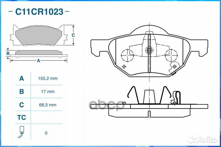 Колодки тормозные перед cworks C11CR1023 C11CR1023