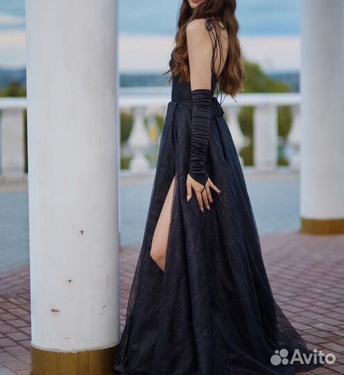 Вечернее платье в пол черное 42-44