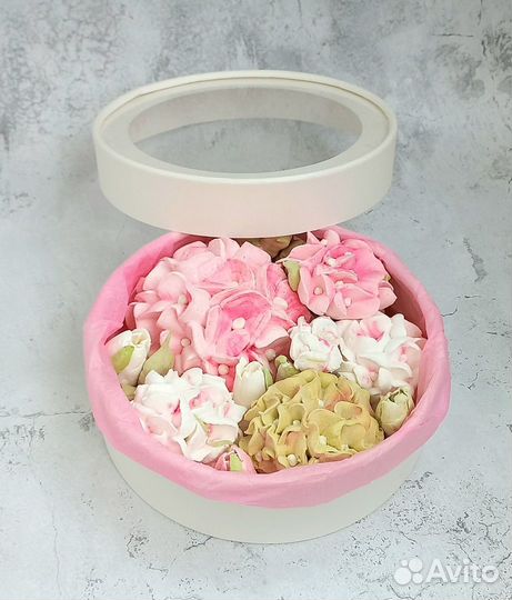 Зефирные цветы/букет из зефира/букет в коробке