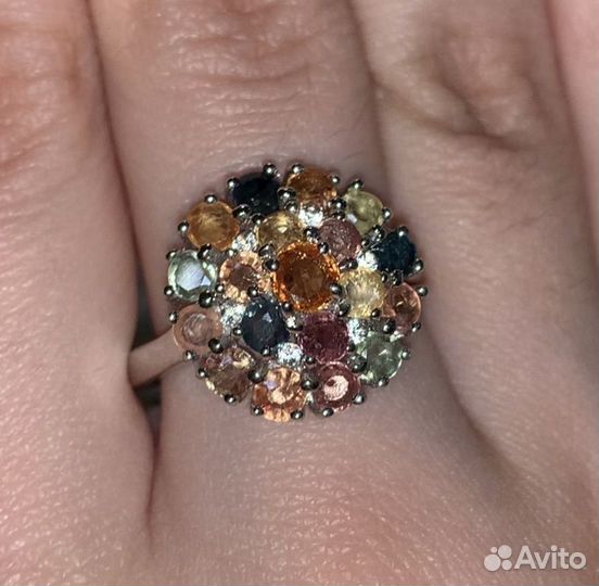 Серебряное кольцо турмалины