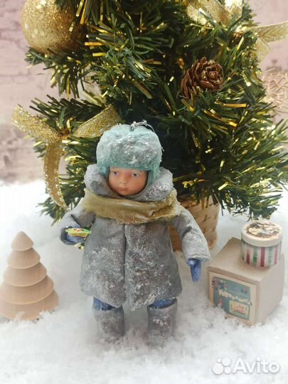 Ватная игрушка на ёлку. Высота 12см