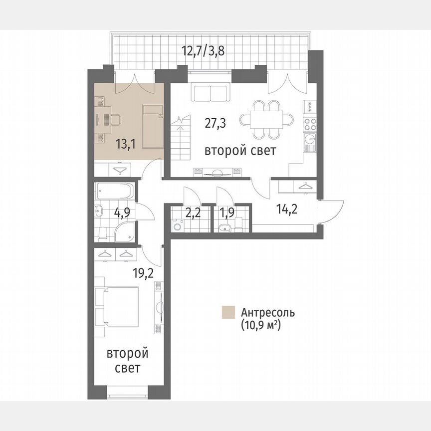 2-к. квартира, 97,5 м², 1/7 эт.