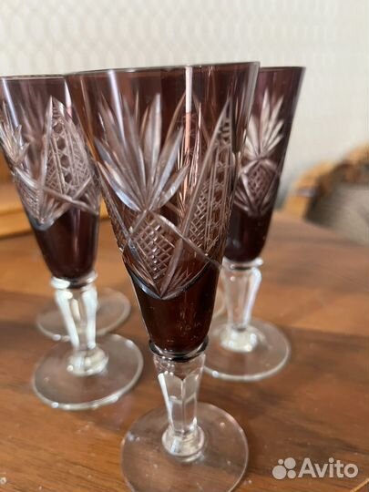 Ваза для фруктов на ножке цветное стекло СССР