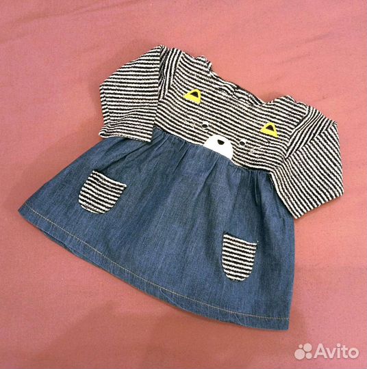 Crafted джинсовое платье на девочку, 0-3 месяцев