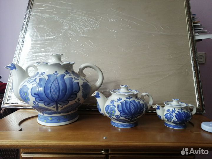 Чайники фаянс 3 штуки в наборе