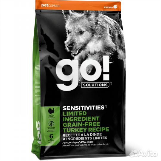 Сухой корм для собак GO, 9,98кг