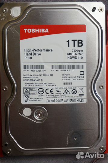 Жесткий диск Toshiba hdd 1 тб