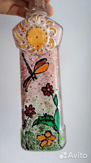 Роспись по стеклу, бутылочки и банки