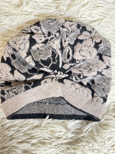 Комплект шапка и шарф ангорка женские бежевый бу