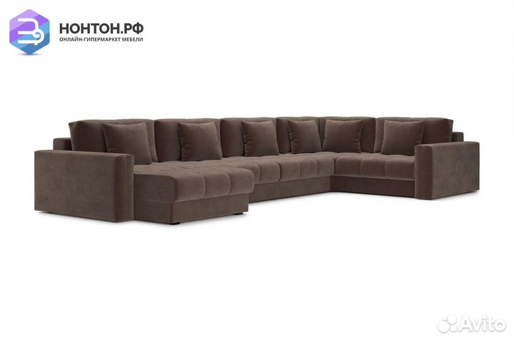 Диван п-образный тик-так Монарх коричневый