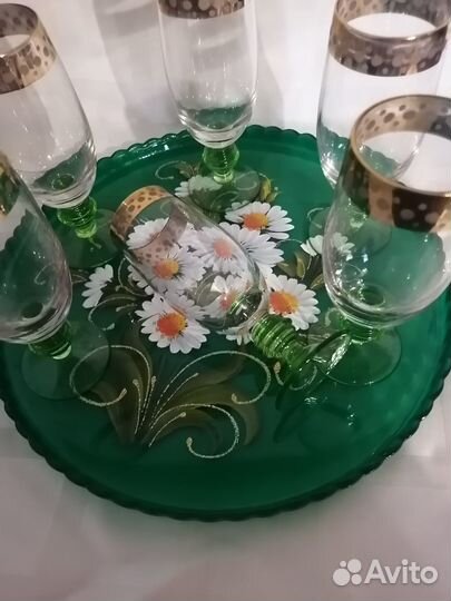 Блюдо цветное стекло СССР