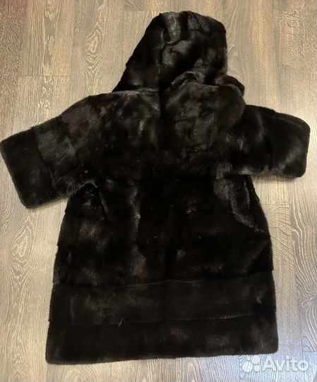 Шуба норковая с капюшоном поперечка 44