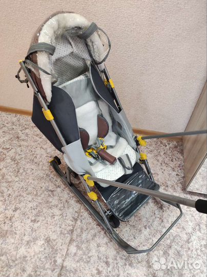 Детские санки коляска на колесах