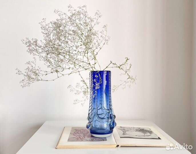 Ваза Ожерелье Бердников цветное стекло СССР винтаж