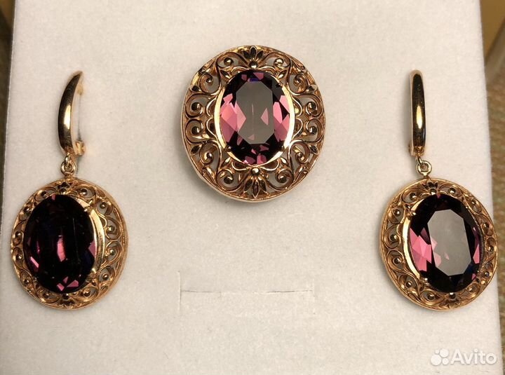 Серебряный комплект с аметистом