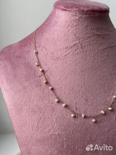 Колье серебро 925 с жемчугом новое