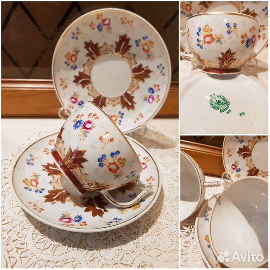 Чайная пара, Вербилки, Дулево, Красный фарфорист