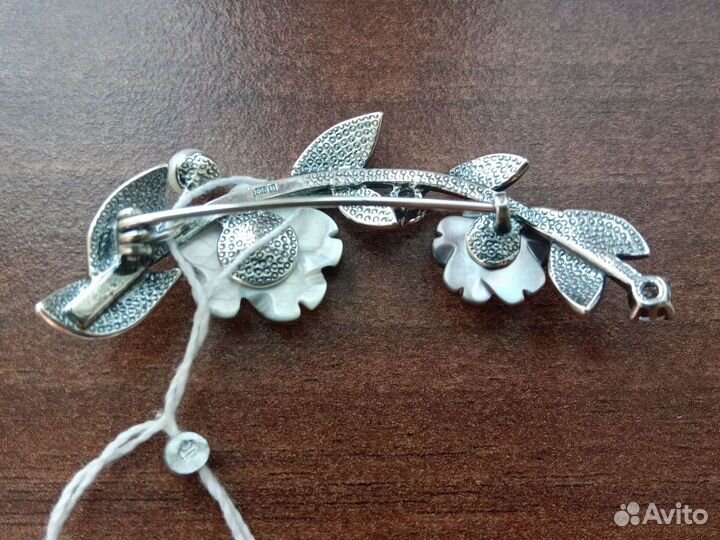 Брошь.Серебро 925 проба,6 гр., 5х2.2 см