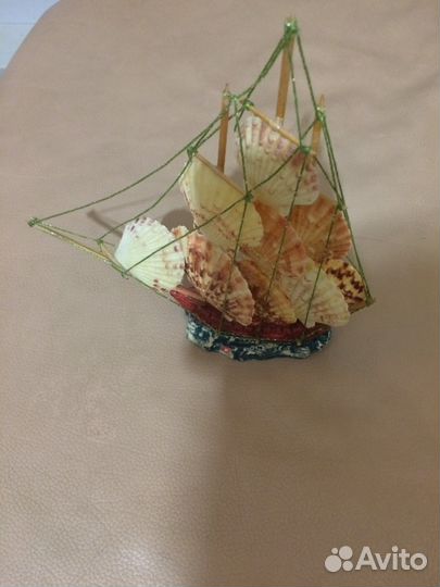 Ручная работа, Сувенир парусник из ракушек