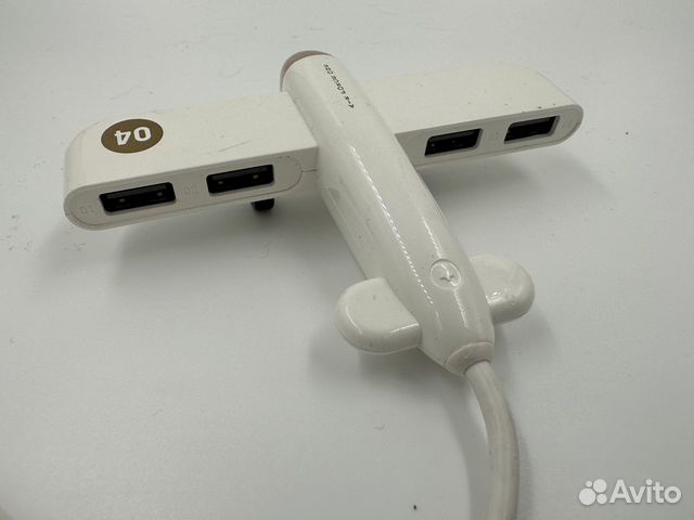 Разветвитель USB HUB самолет белый (4xUSB)