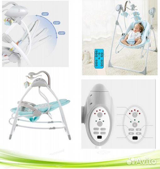 Электрокачель Baby Swing 2в1 (серый)