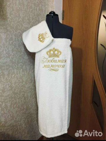 Женский килт / парео для бани, сауны с вышивкой