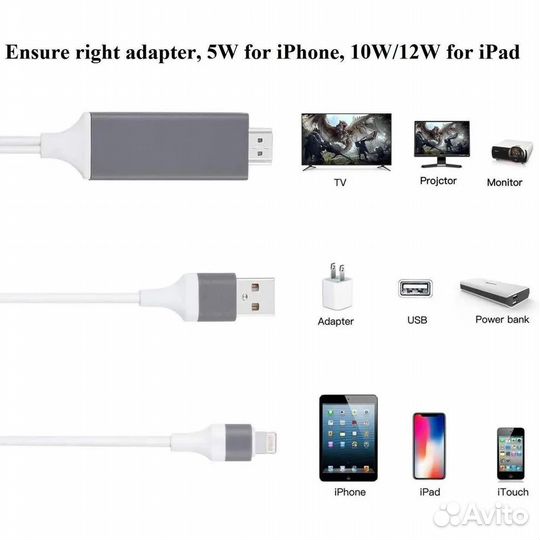 Кабель Lightning - hdmi 2.0 метра