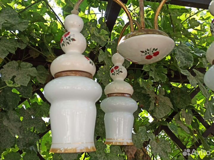 Винтажная люстра с розами СССР керамика.Запчасти