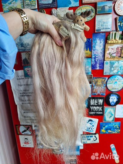 Волосы натуральные на заколках блонд