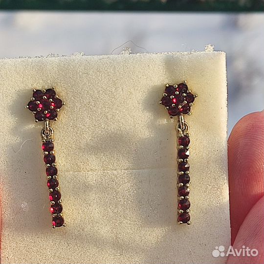 Серьги с богемскими гранатами
