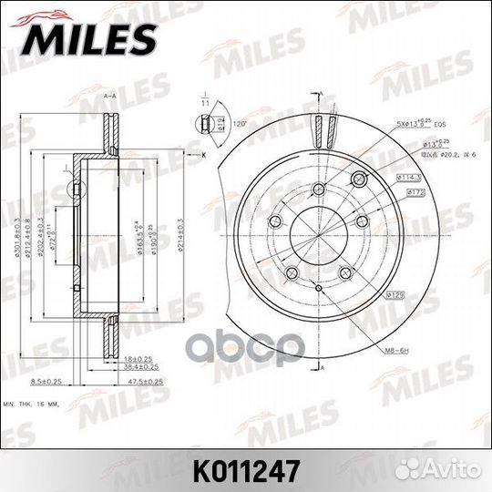 Диск тормозной mazda CX-7 2.3 07- задний K01124