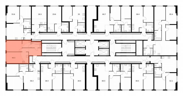 1-к. квартира, 46,5 м², 23/32 эт.