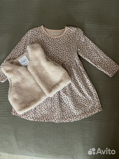 Платье/меховая жилетка 80 р/ платье 74 р