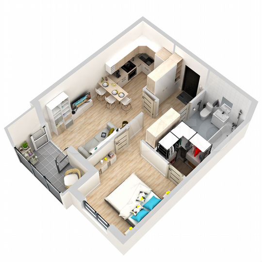 Своб. планировка, 46,9 м², 9/15 эт.