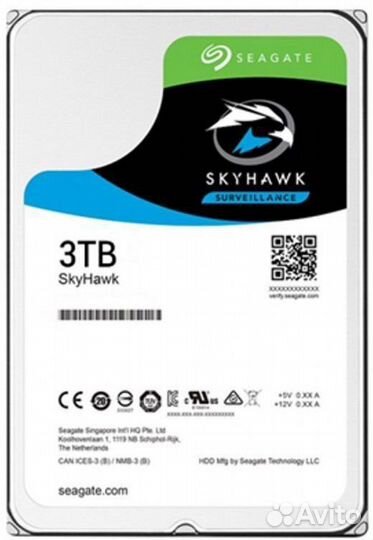 Жесткий диск seagate skyhawk st3000vx009 3тб