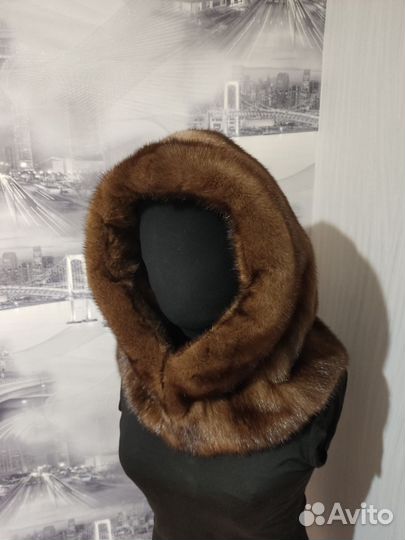Капор из норки коричневый