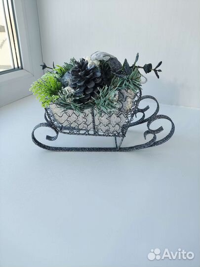 Новогодние сани, декор, игрушка, украшение