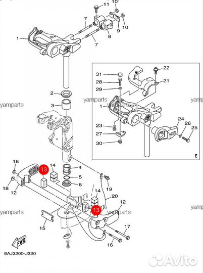 Новая оригинальная подушка двигателя Yamaha F15