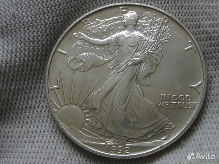 США 1 доллар 1992 Шагающая свобода Серебро 999