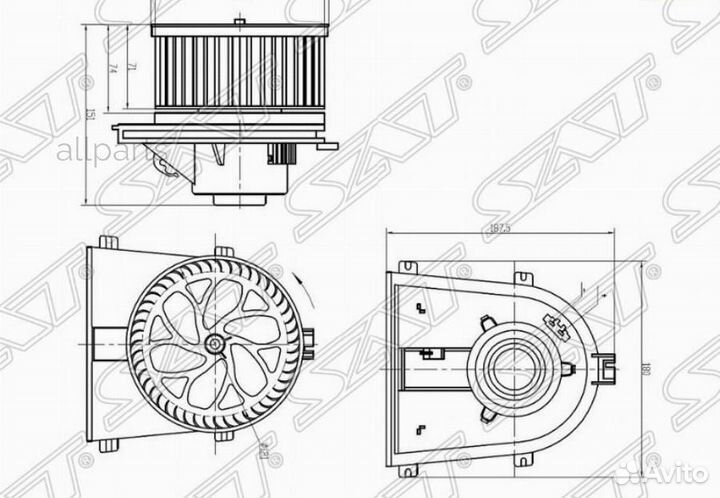 SAT ST-1J1819021C Мотор отопителя салона Audi A3 9